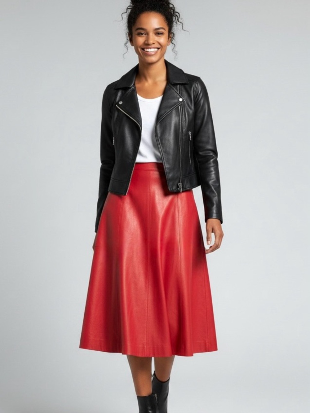 Red Hot Quality Leather Skirt, SZ 14 - Picture 1 of 6